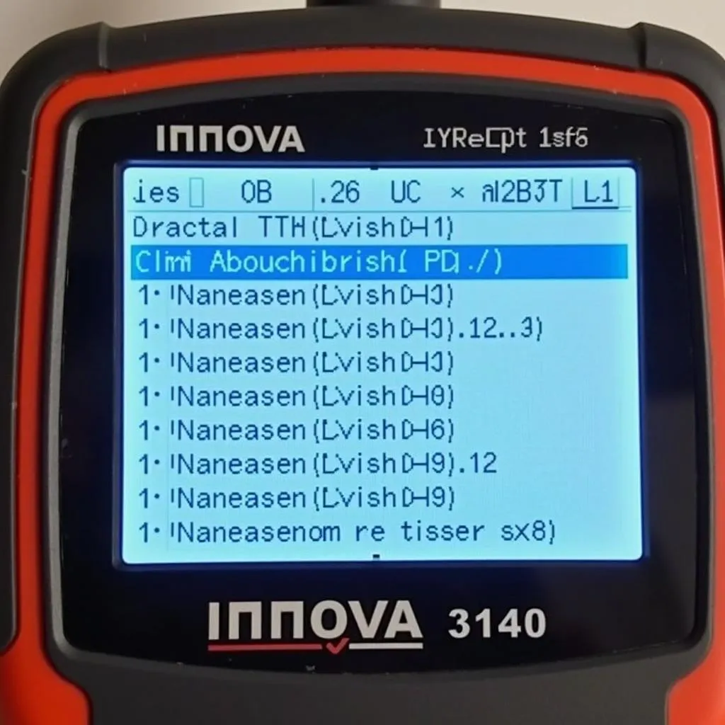 Innova 3140 OBD2 Scanner displaying error codes