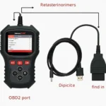 Innova 3140e OBD2 scan tool connected to a car's OBD2 port