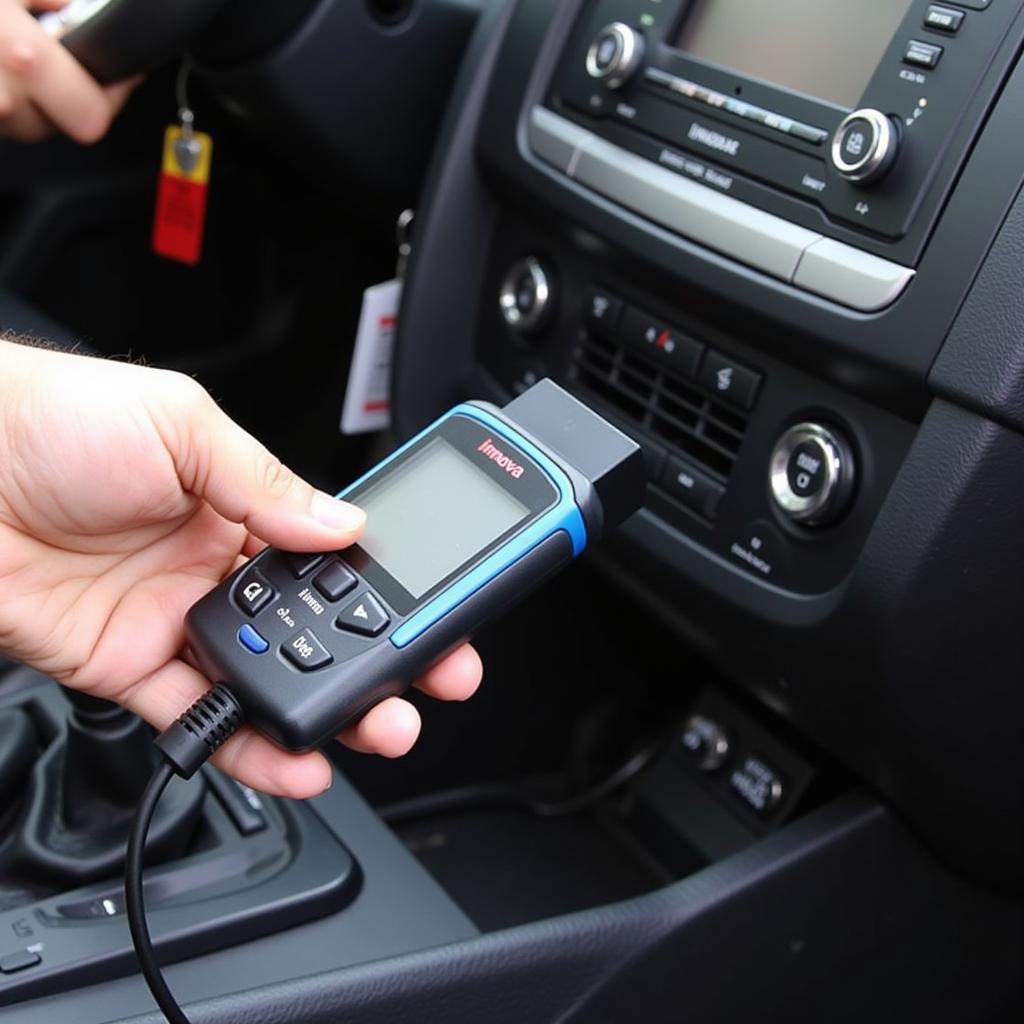 Mechanic Using the Innova 5610 OBD2 Scanner