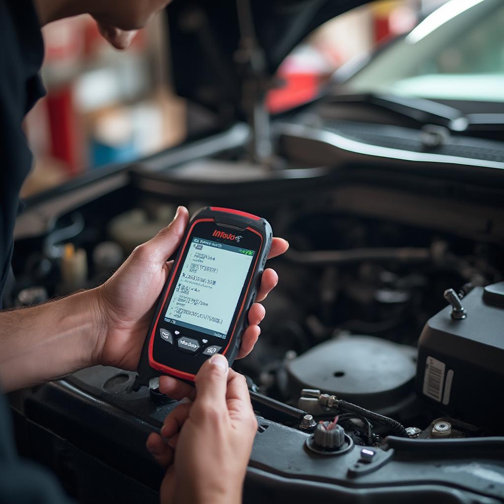 Mechanic Using InTouch OBD2 Scanner