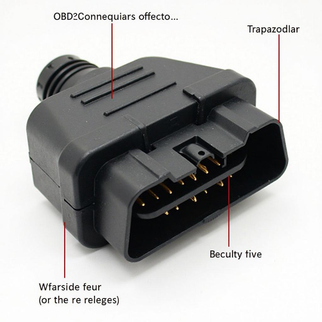 Closeup view of the OBD2 connector in an Isuzu Amigo