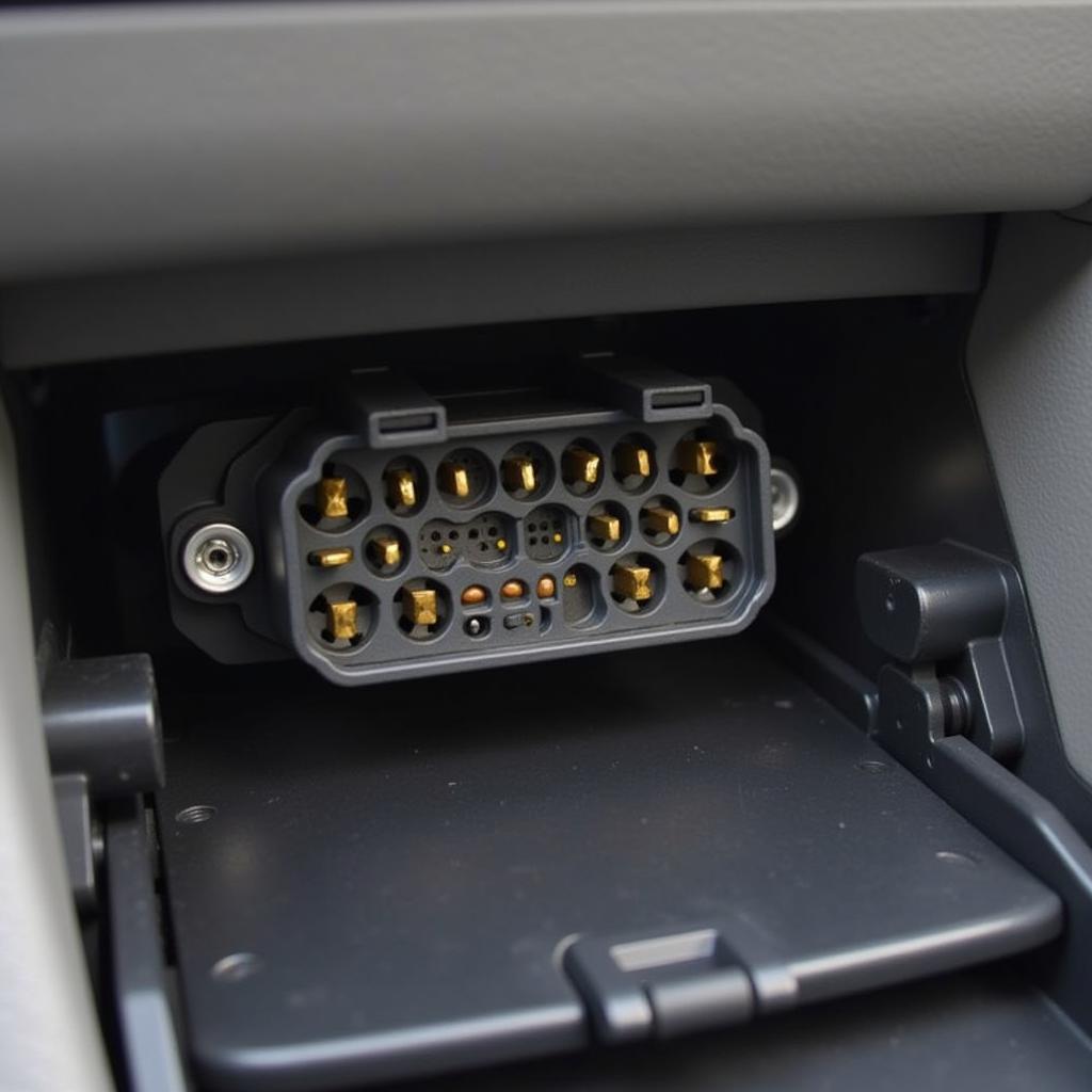 Close Up of the OBD2 Port in a Jaguar X-Type