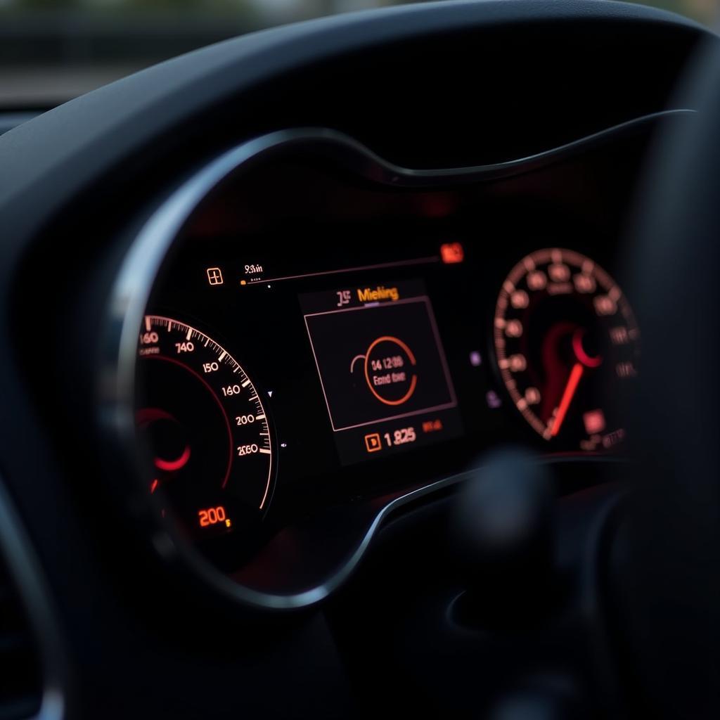 Digital odometer display on a Jeep dashboard