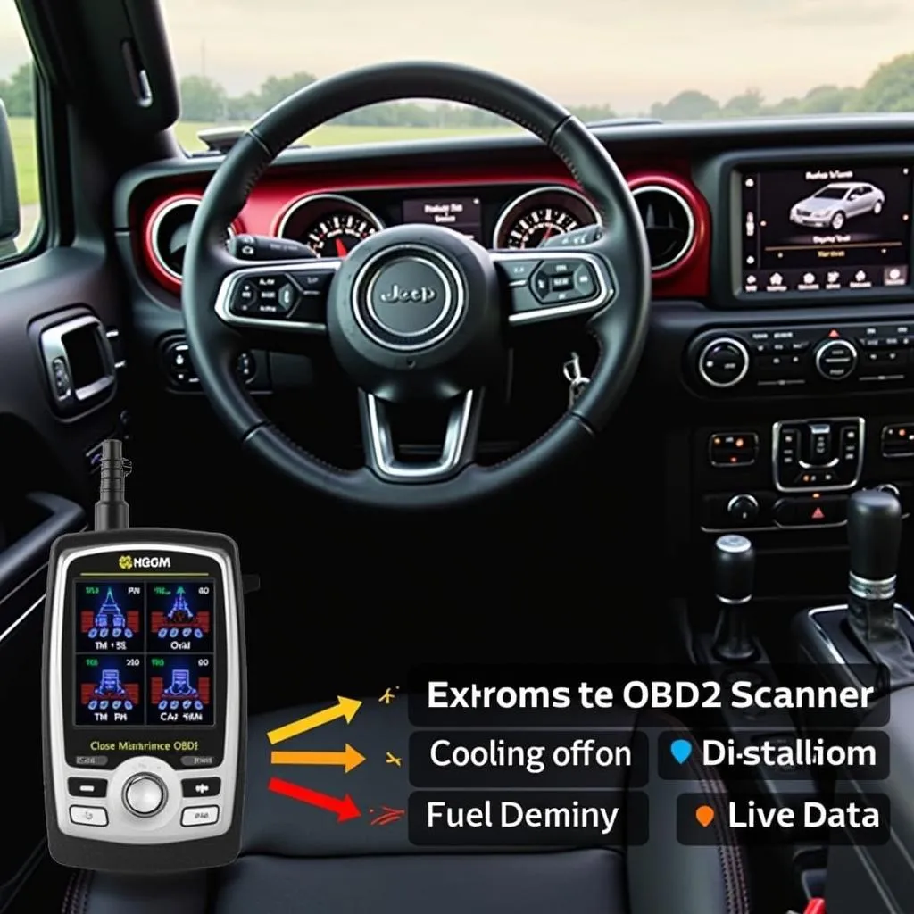 Jeep Dashboard with OBD2 Scanner