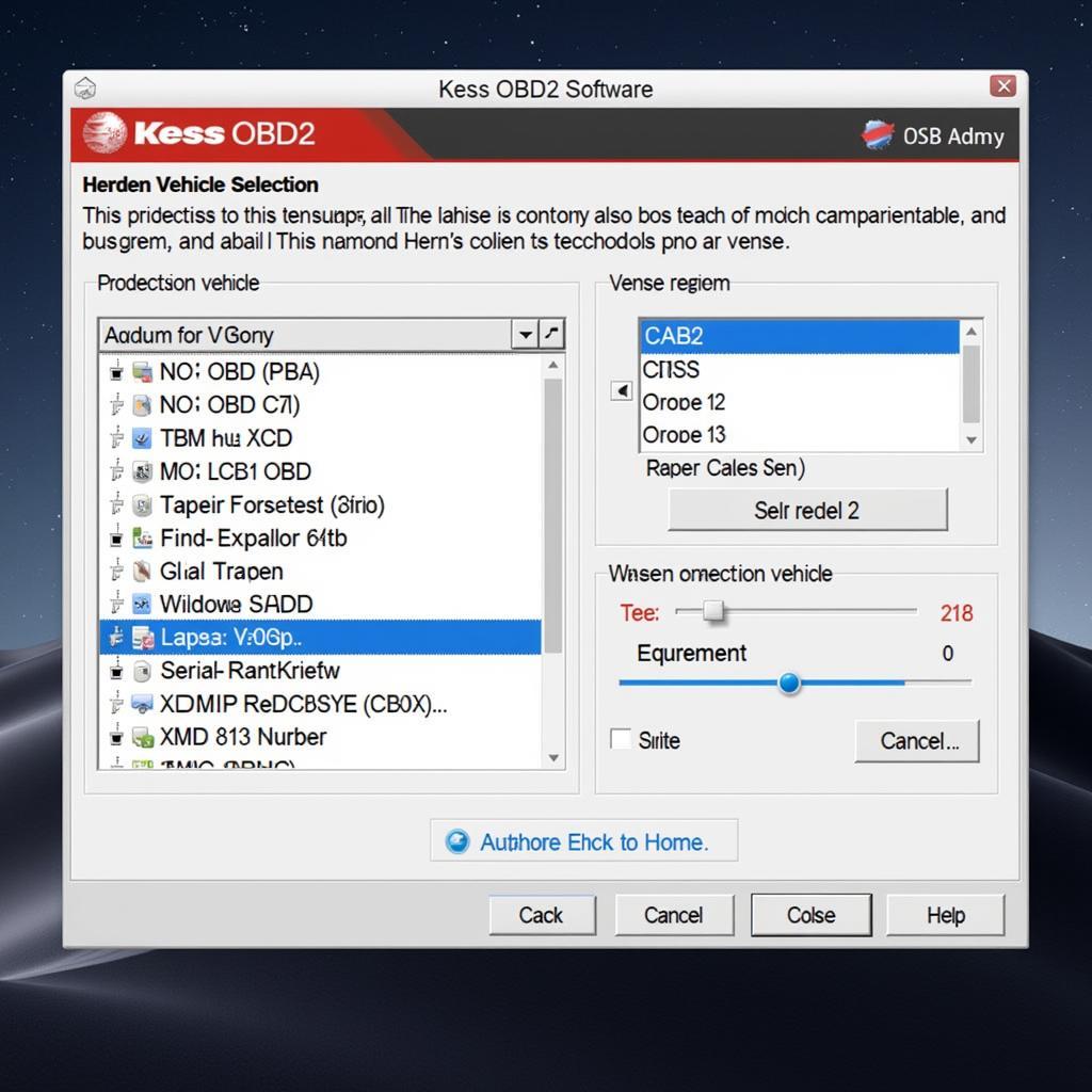 Kess OBD2 Software Interface