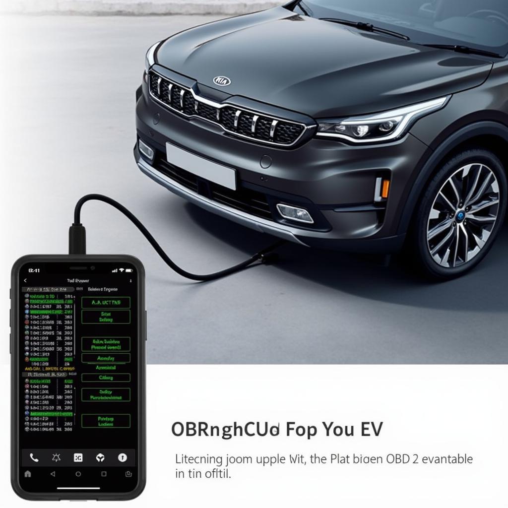 Kia EV OBD2 Scanner connected to a smartphone