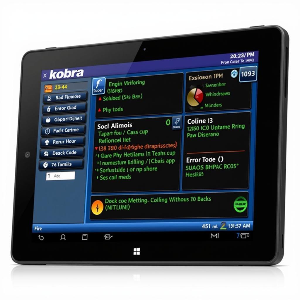 Kobra App interface on a Windows 8 tablet