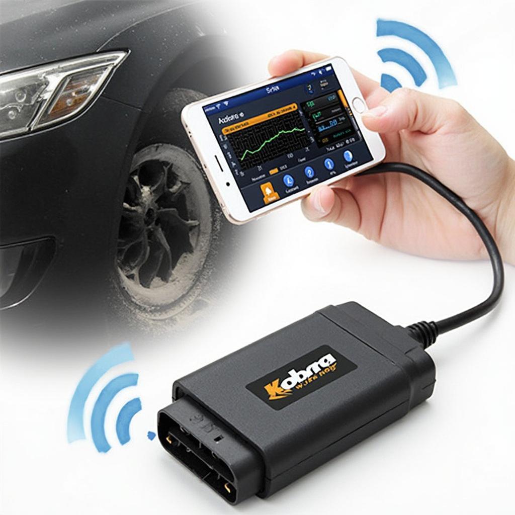 Kobra OBD2 Scanner Bluetooth Connected to Smartphone