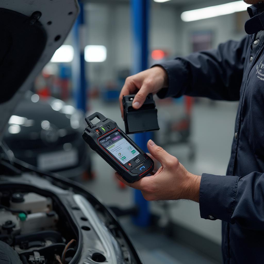 Kobra OBD2 Scanner Bluetooth in Use by Mechanic