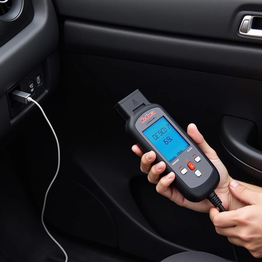 Kobra Wireless OBD2 Scanner connected to a car's OBD2 port