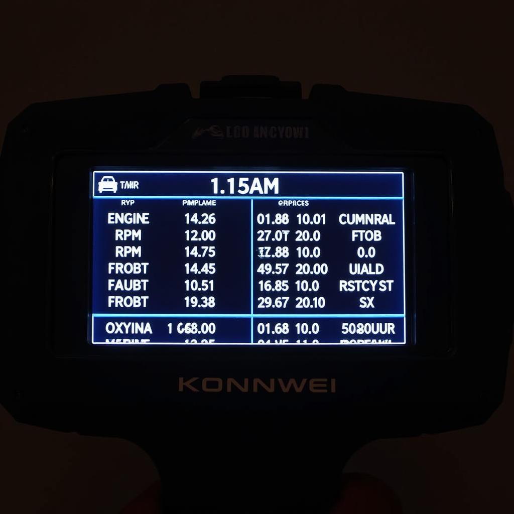 KONNWEI OBD2 Scanner Display Showing Diagnostic Data