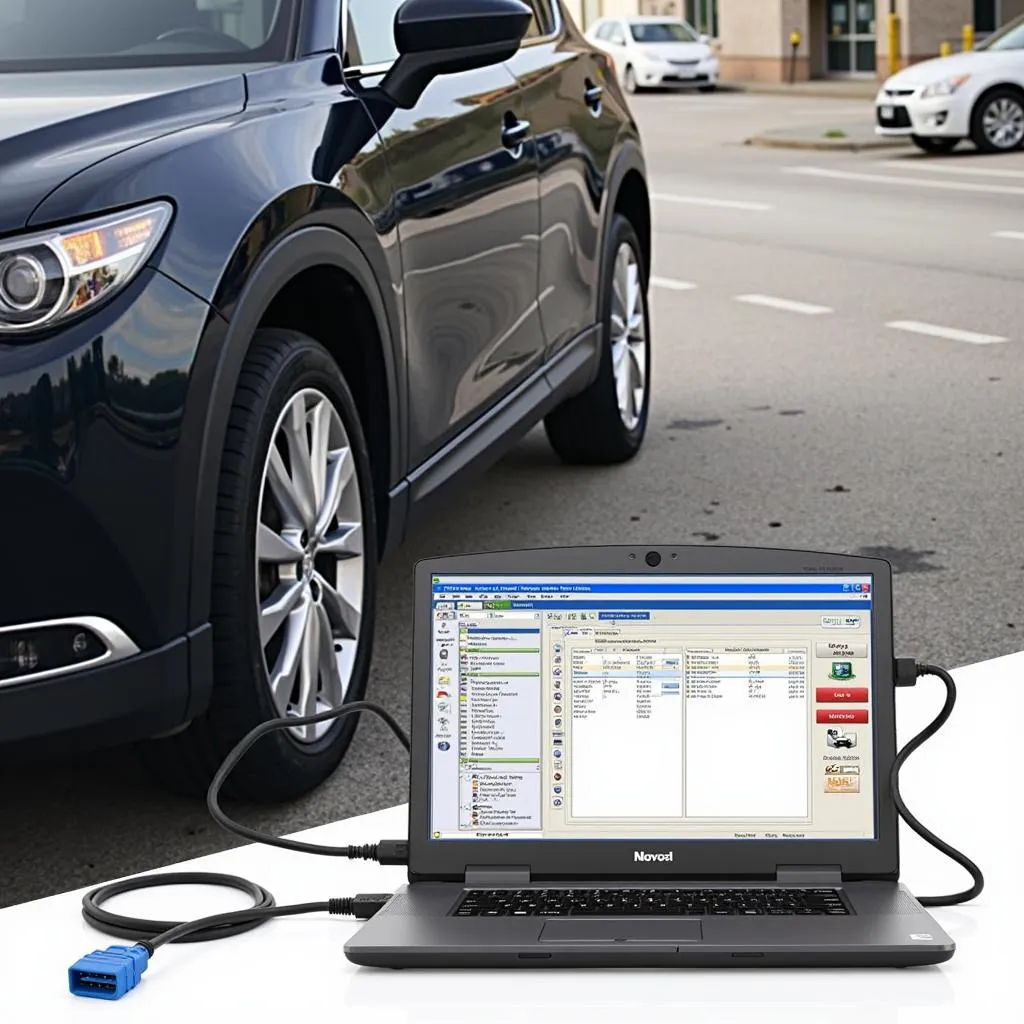 Laptop Based OBD2 Scanner Connected to Car