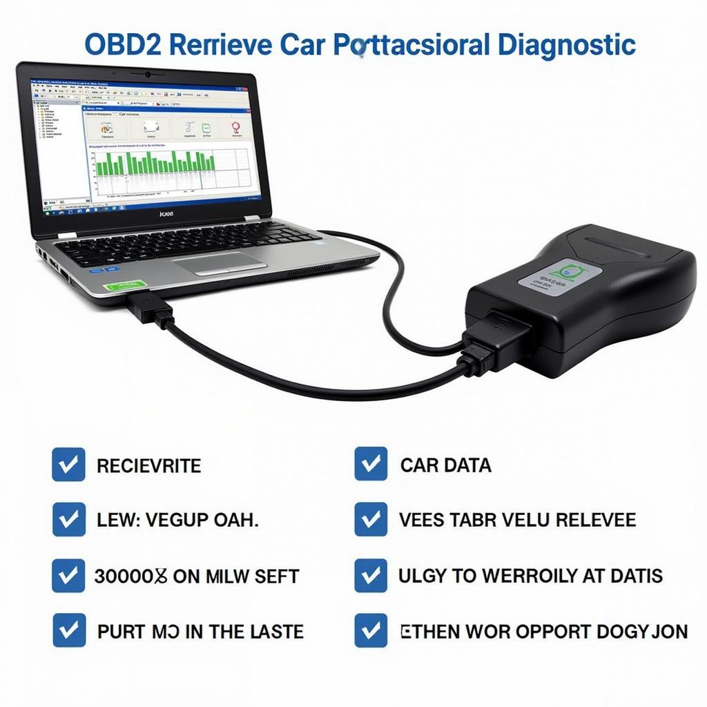 Laptop Connected to Car's OBD2 Port