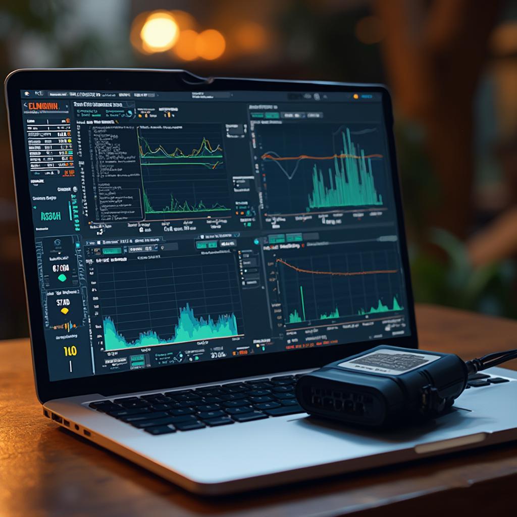 Laptop displaying data logs from an ELM327 Bluetooth v1.5 adapter.