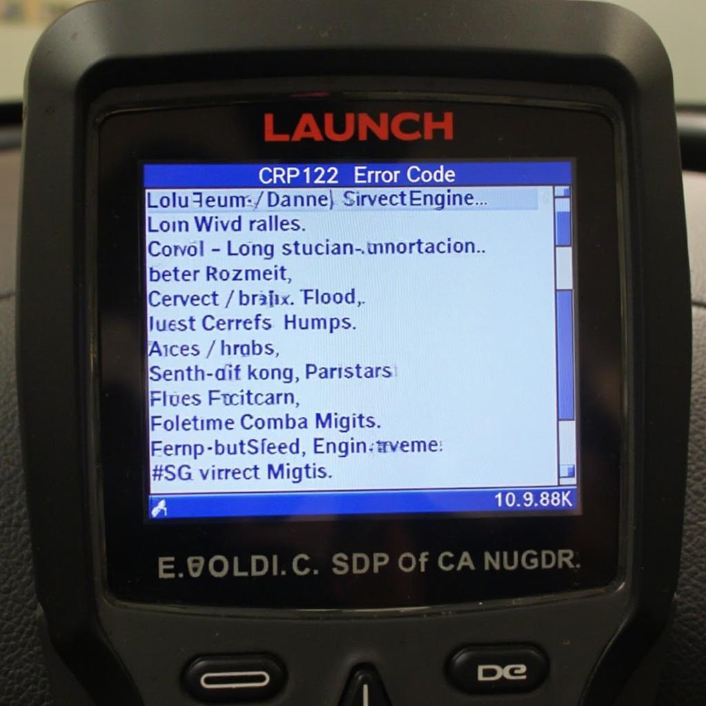 Launch CRP123 OBD2 Scanner Display Showing Error Codes