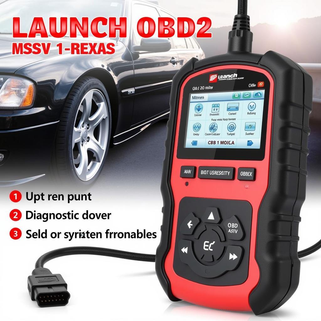 Launch Tech OBD2 Scanner Connected to a Car