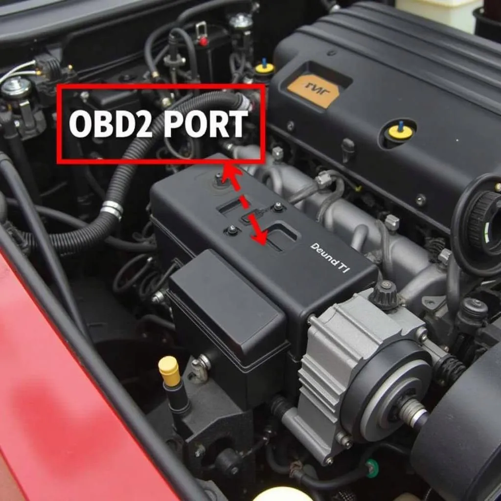 LT1 Engine with OBD2 Port Highlighted