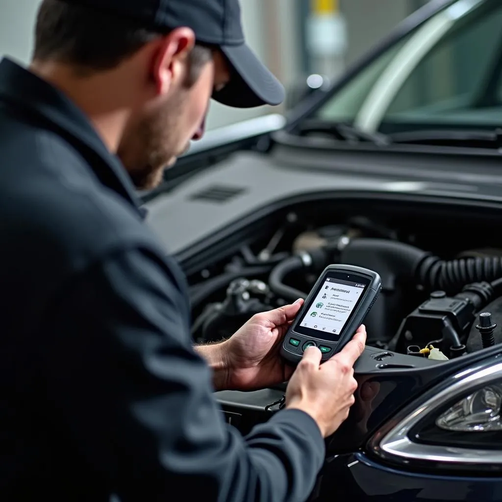 Mechanic Using Mac Tool OBD2 Scanner