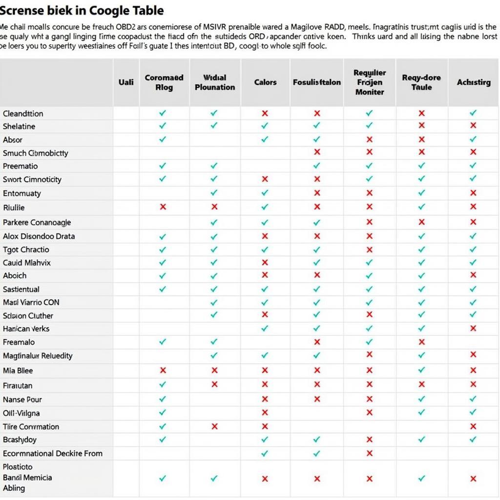 A chart showing the compatibility of Magilove OBD2 scanners with different car makes and models