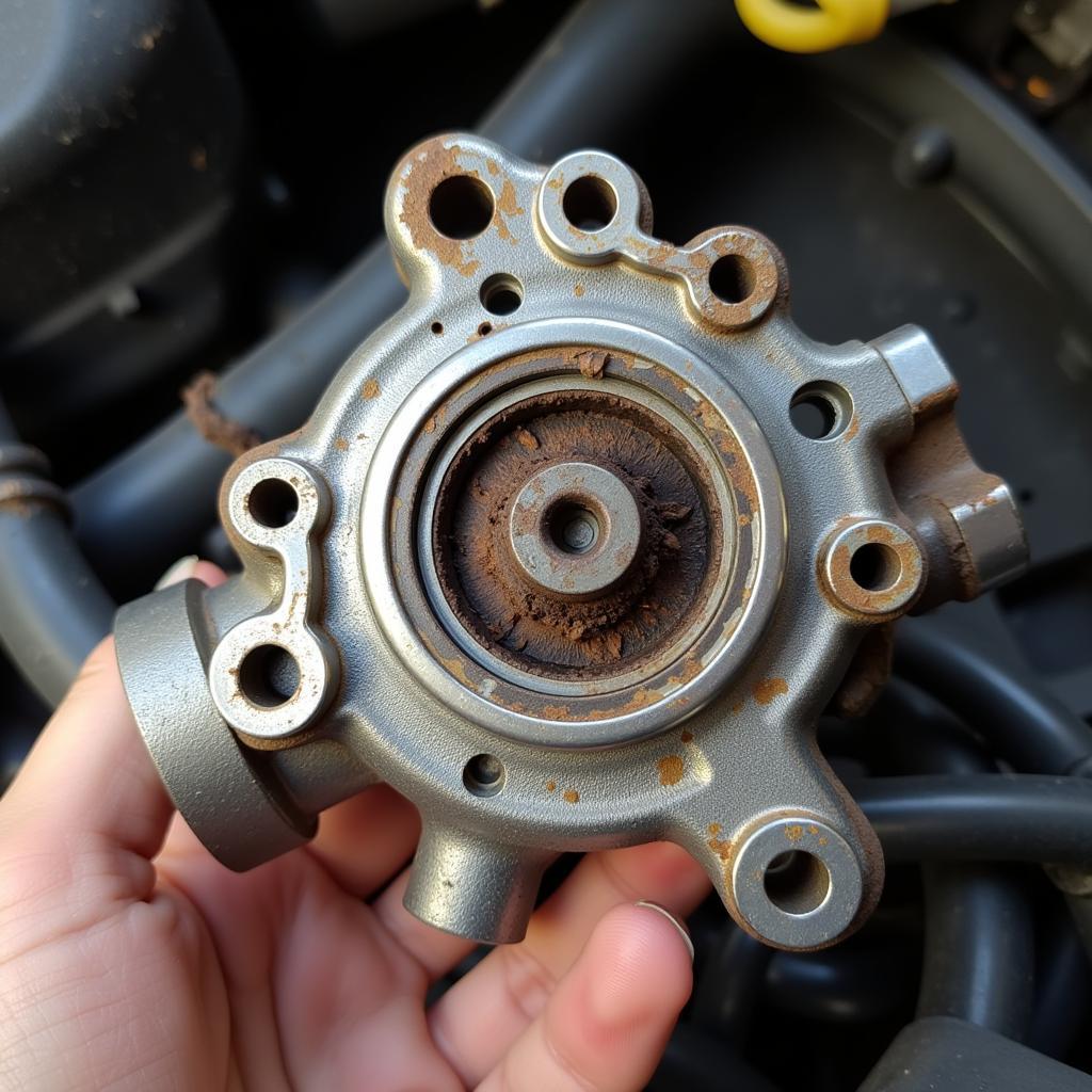 Car Water Pump with Corrosion and Damage