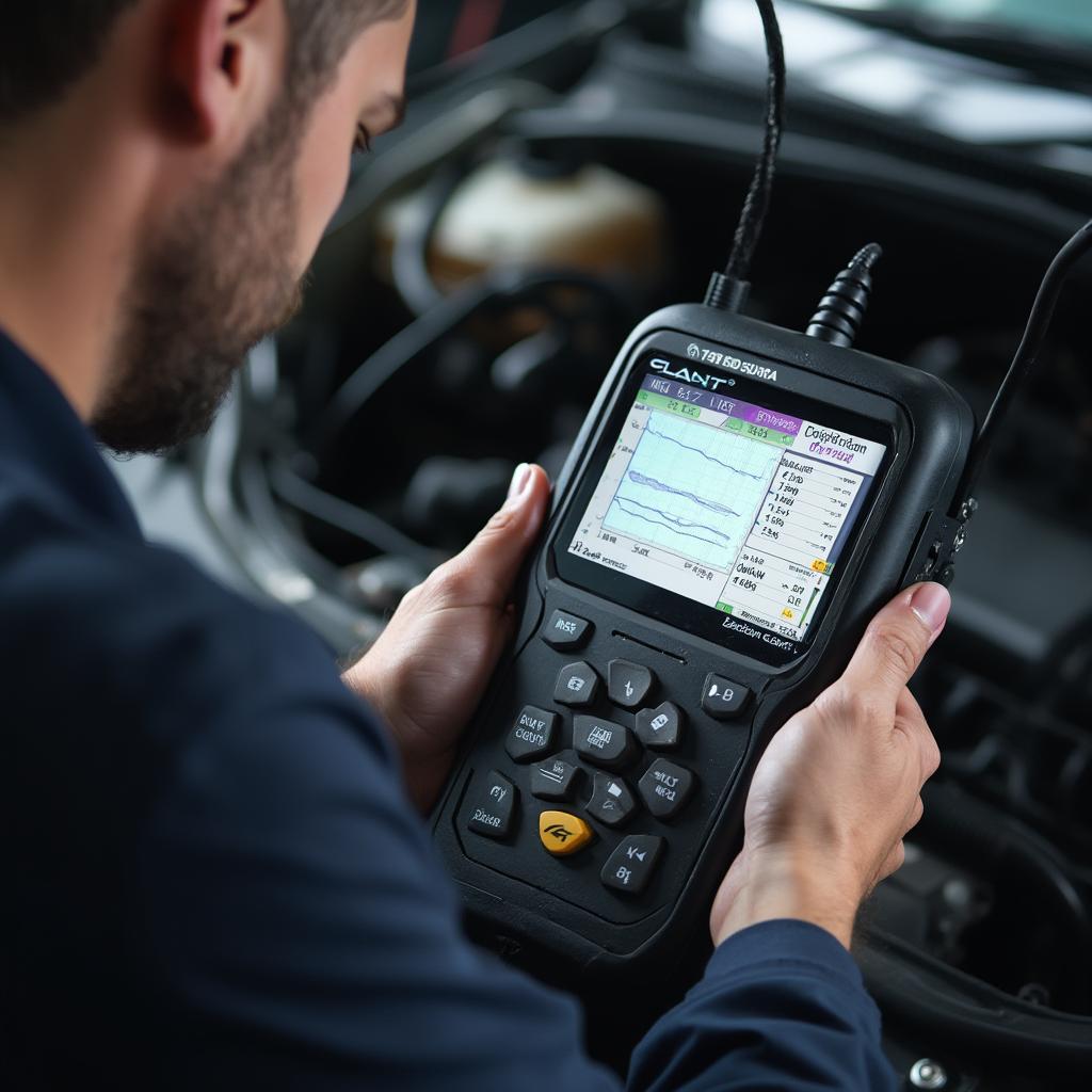 Mechanic Analyzing OBD2 Data