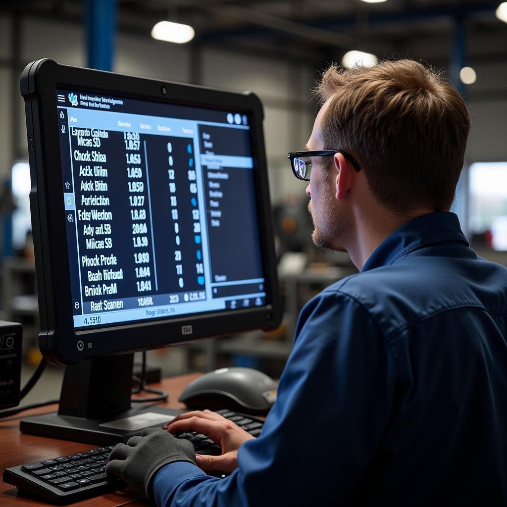 Mechanic Analyzing OBD2 Data