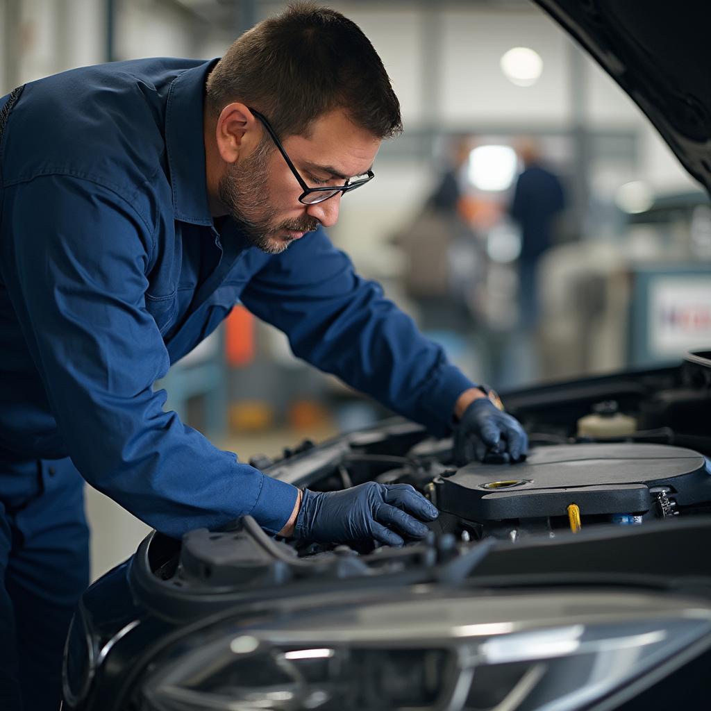 Mechanic Checking Car Engine