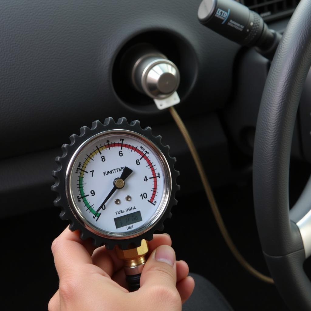 Mechanic Checking Fuel Pressure on a 2008 Dodge Avenger