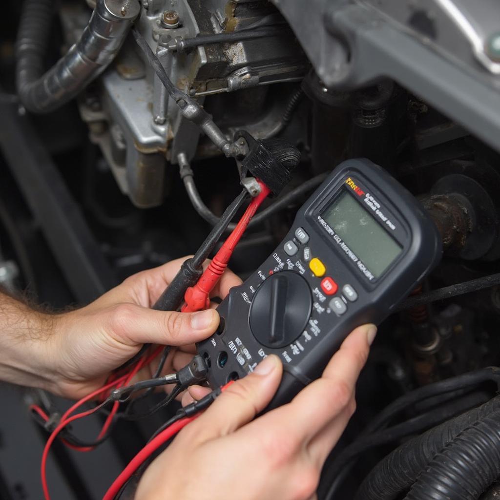 Mechanic Checking Transmission Wiring