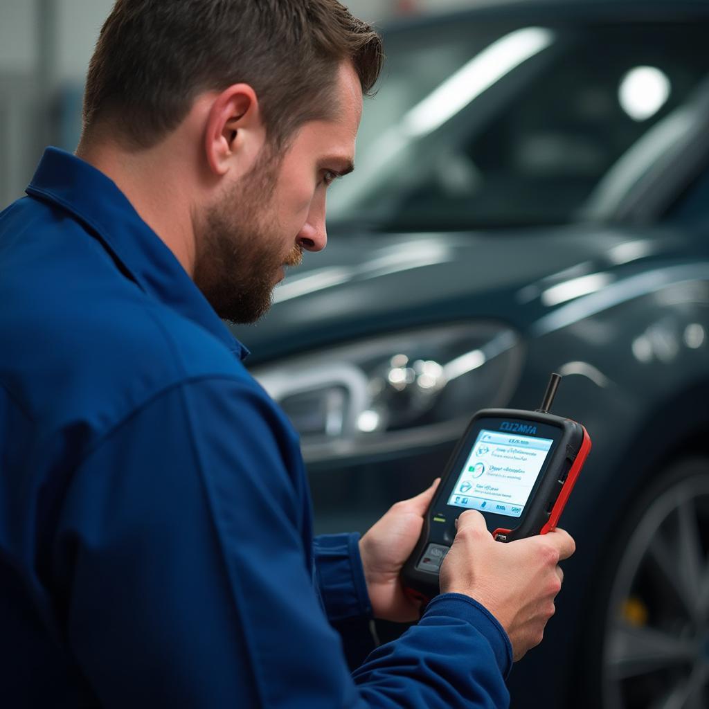 Mechanic Diagnosing a Car Problem