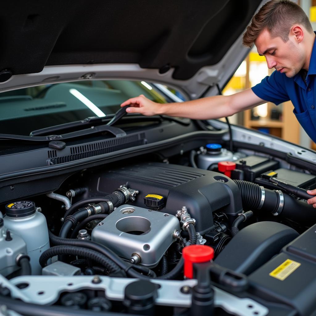 Mechanic Diagnosing Cooling System Issues