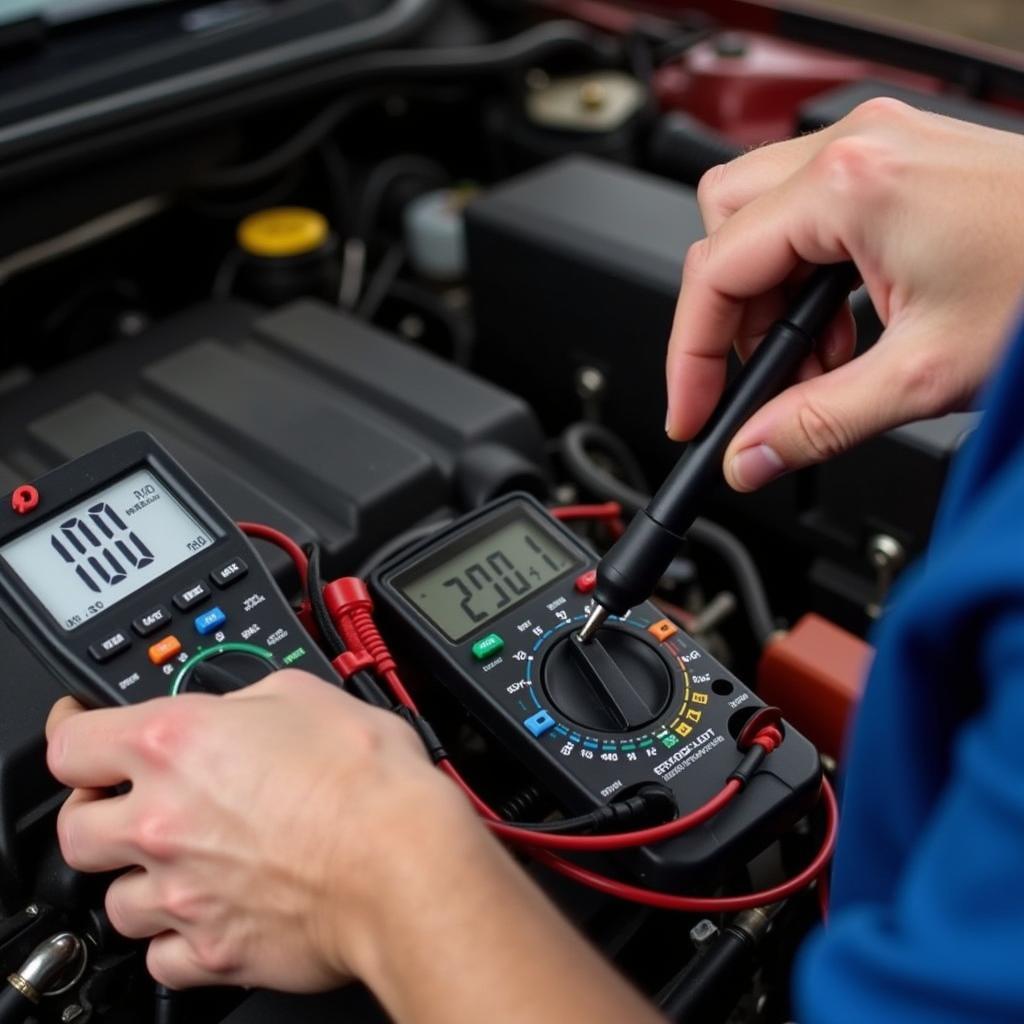 Mechanic Diagnosing Car Engine