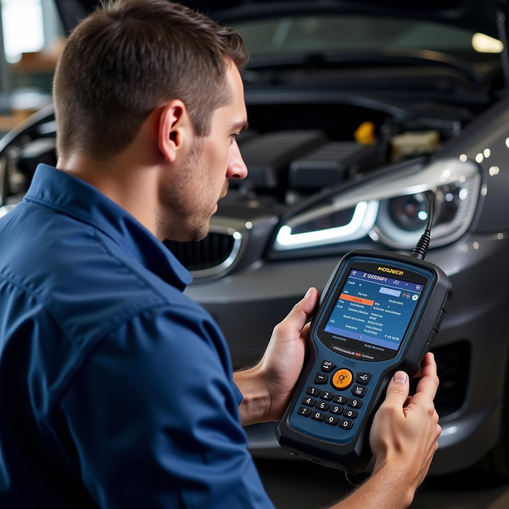 Mechanic Diagnosing a Car Problem