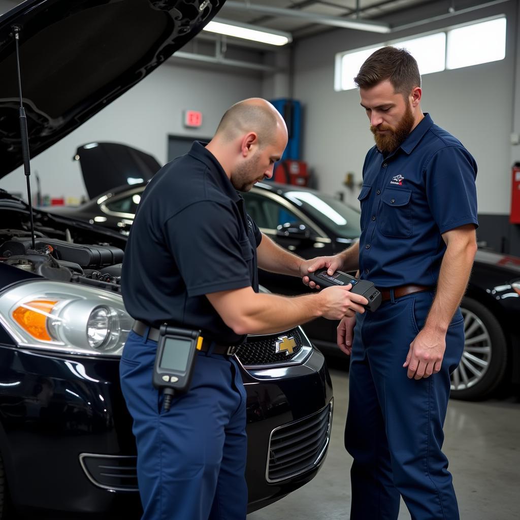 Professional Mechanic Diagnosing a Chevrolet Impala