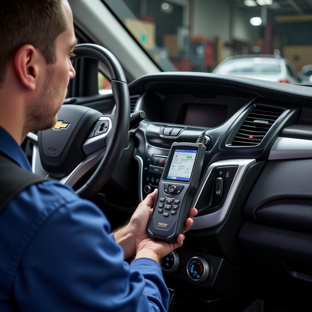 Mechanic Diagnosing Chevy Volt