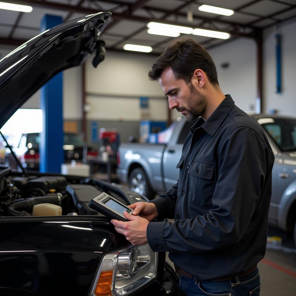 Mechanic Diagnosing Dodge Ram