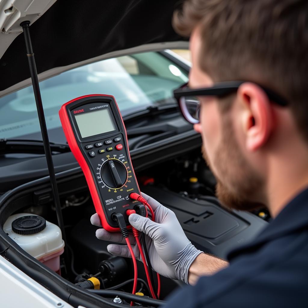 Mechanic Diagnosing a Car's EGR System