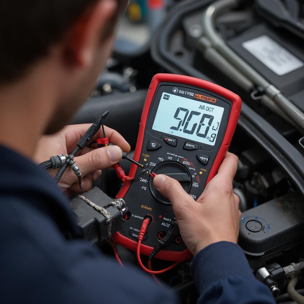 Mechanic Diagnosing OBD2 B Codes