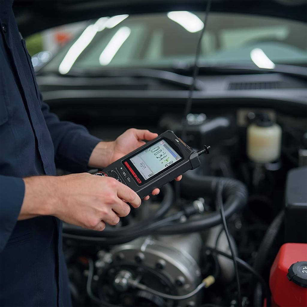 Mechanic Diagnosing OBD2 P0410 Code