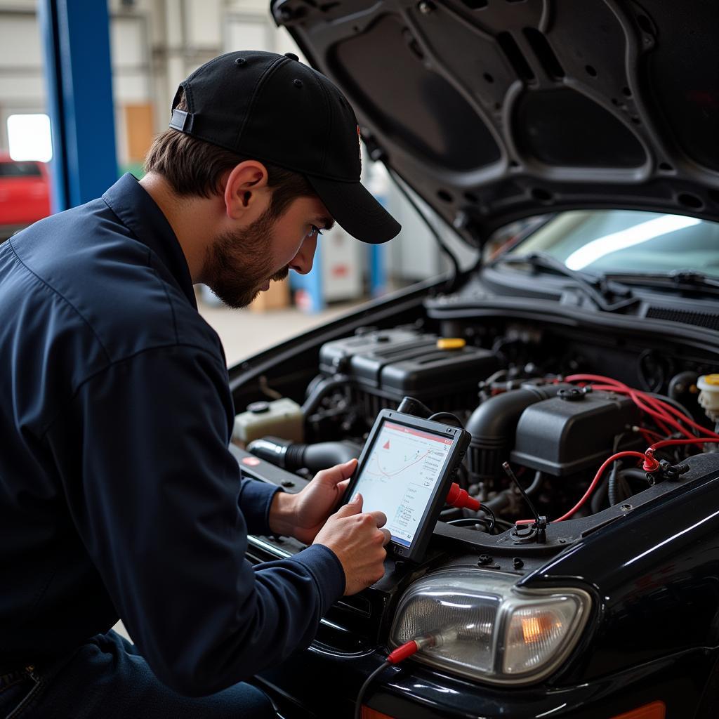 Mechanic Diagnosing a 1995 Toyota Celica