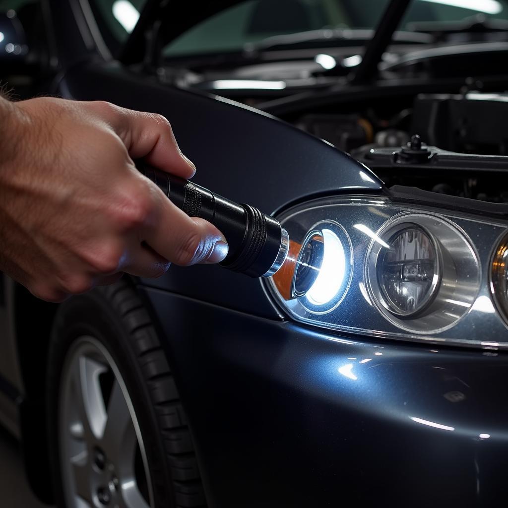 Mechanic Inspecting 2000 Nissan Maxima OBD2 Port