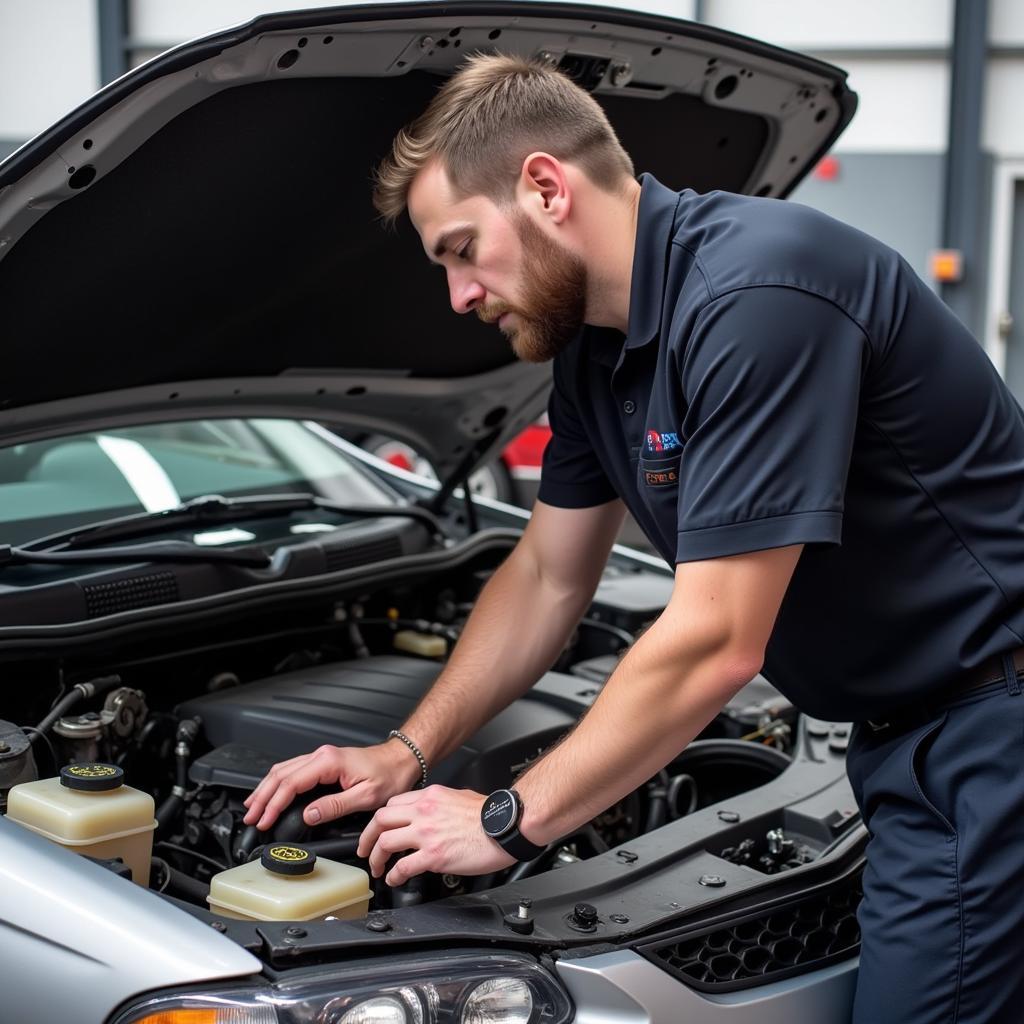 Mechanic Diagnosing Engine Issues on a 2001 Chevy Impala