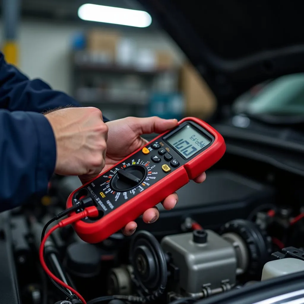 Mechanic Inspecting Car Engine