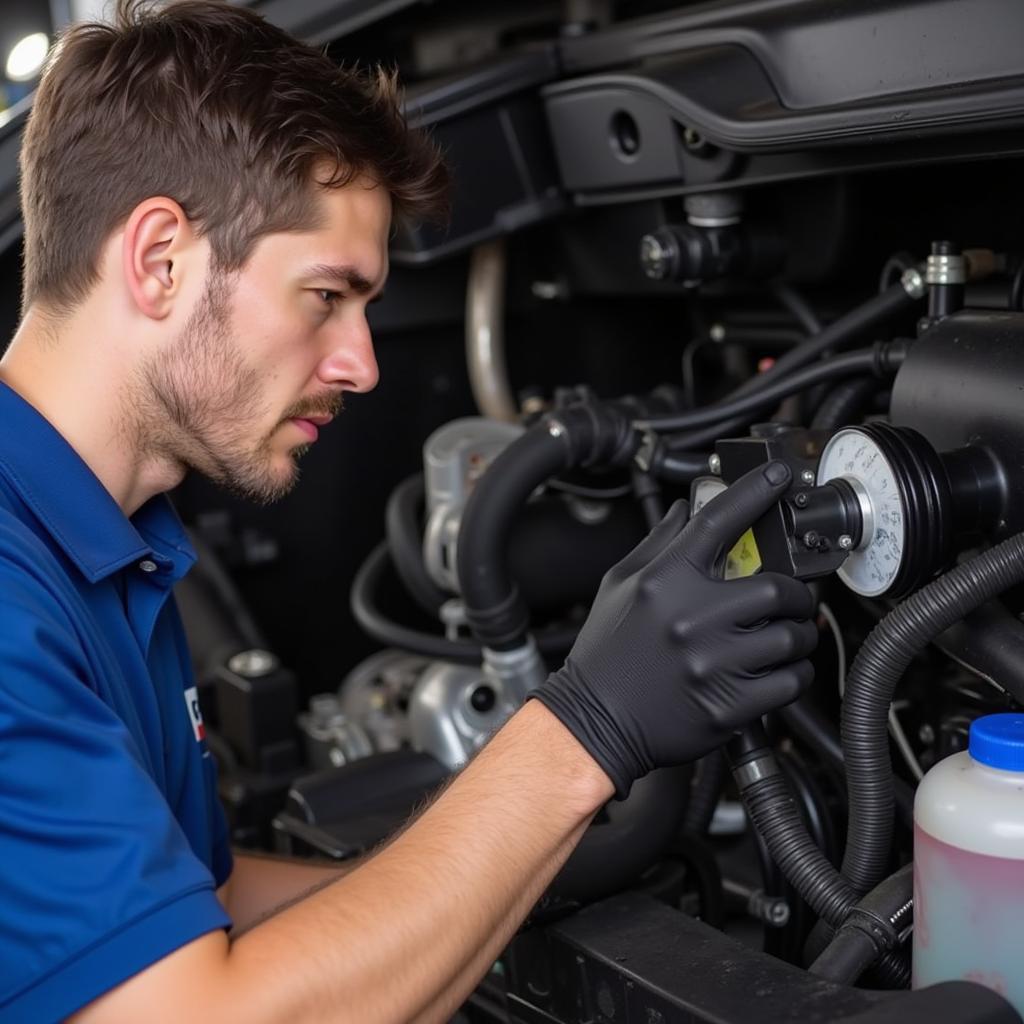 Mechanic Inspecting Fuel System