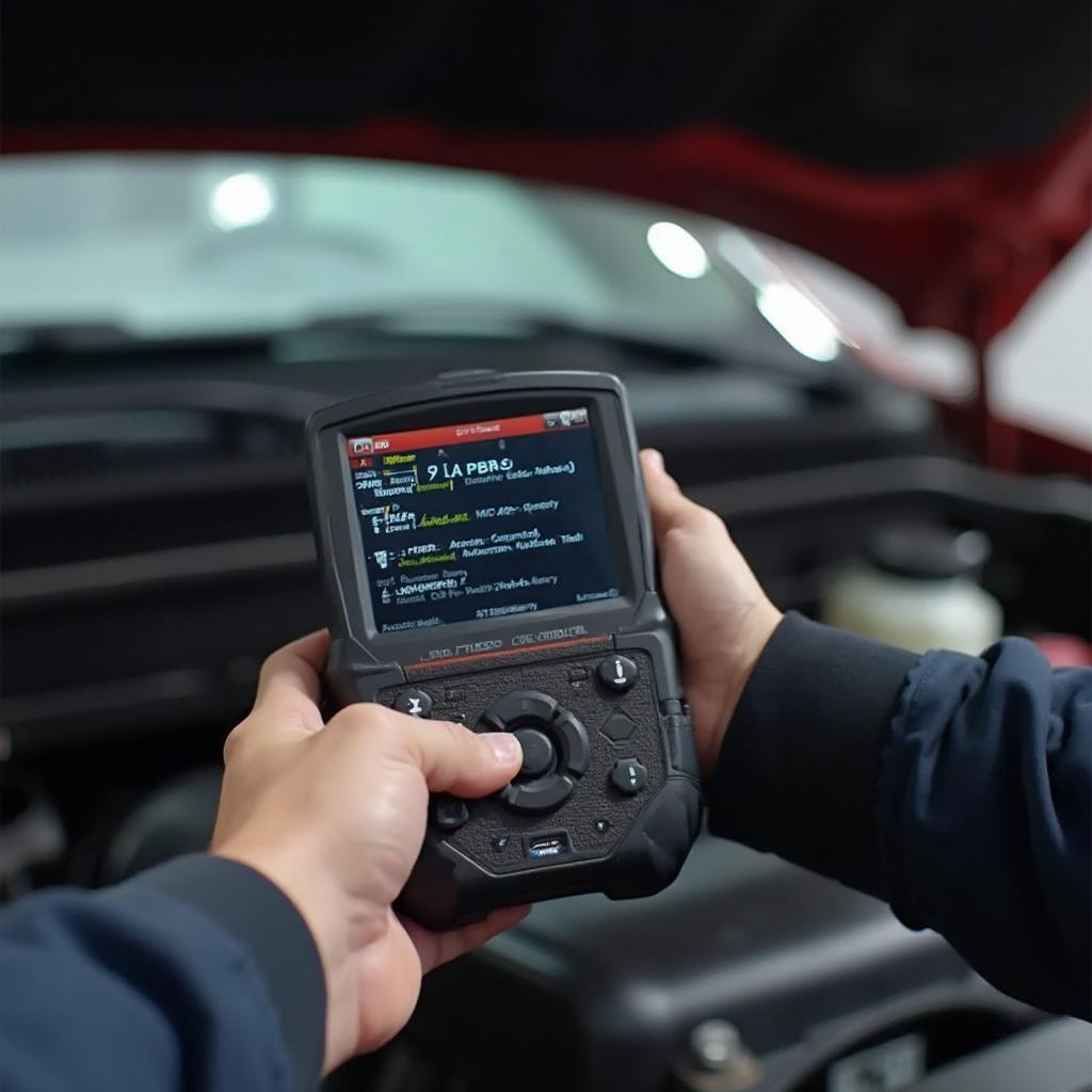 Mechanic Diagnosing Chevy Silverado Engine with P219A Code