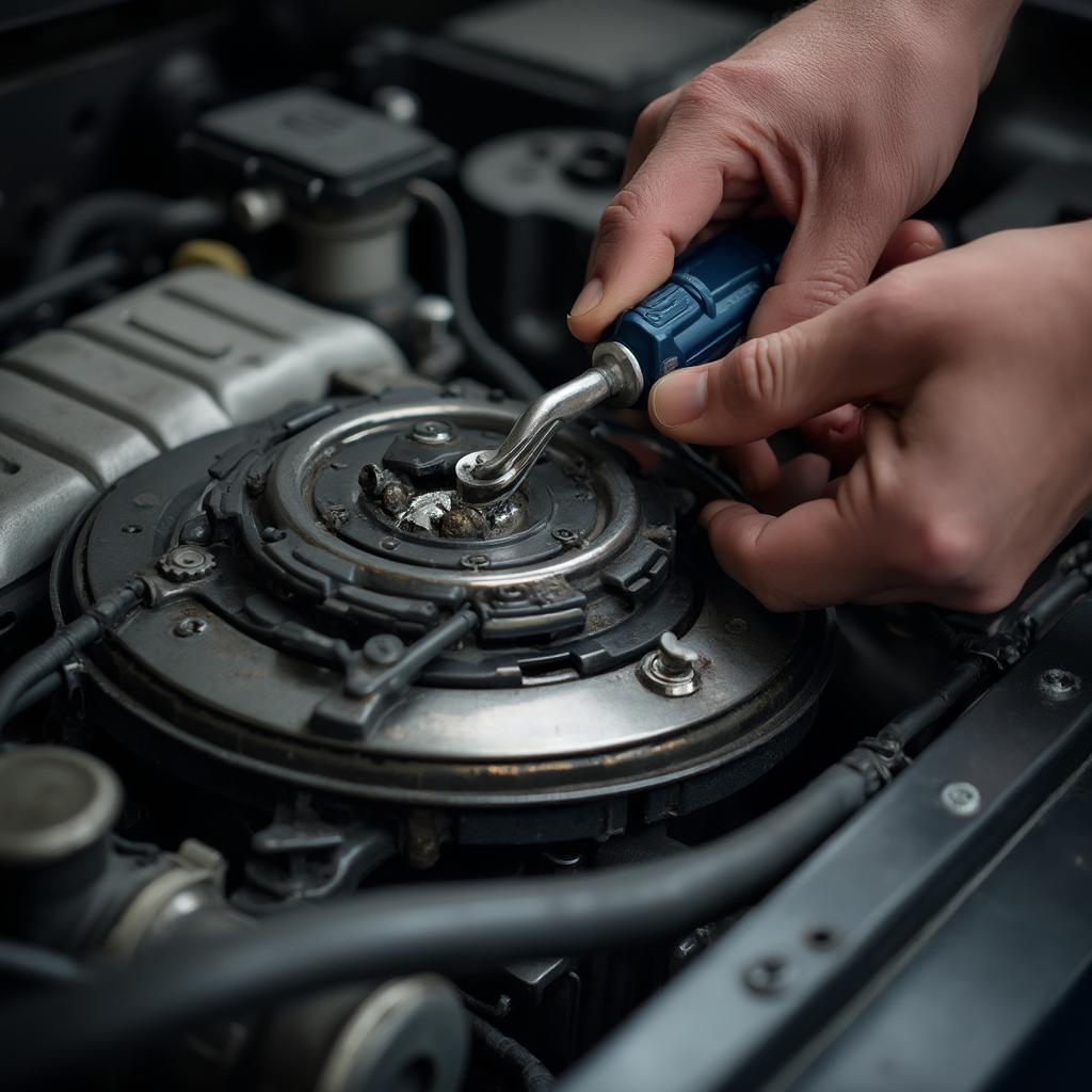 Mechanic Inspecting Clutch Actuator