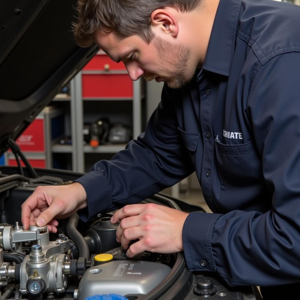 Mechanic Inspecting EGR Valve