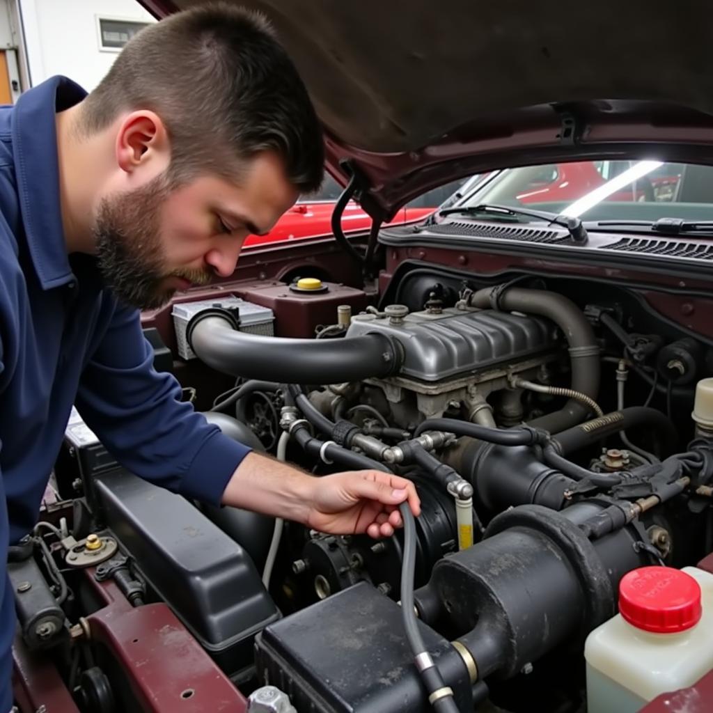 Mechanic Checking for Vacuum Leaks