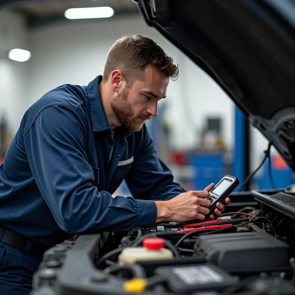 Mechanic Diagnosing Engine Issue on F150