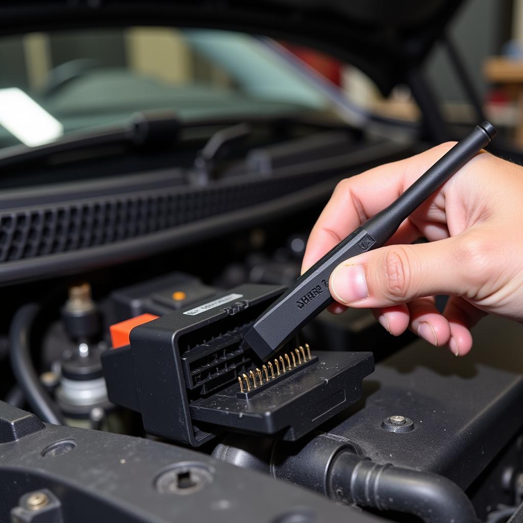 Mechanic Inspecting OBD2 Port